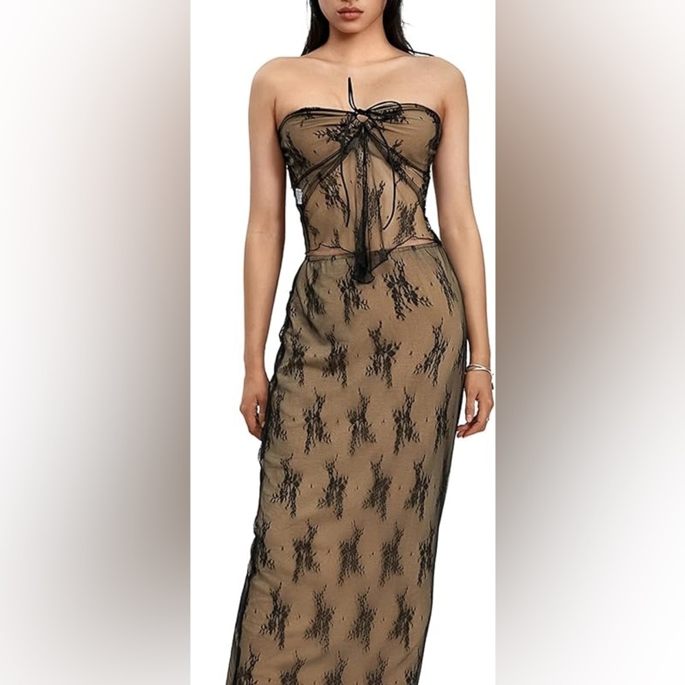 Elegant Black and Tan Lace set